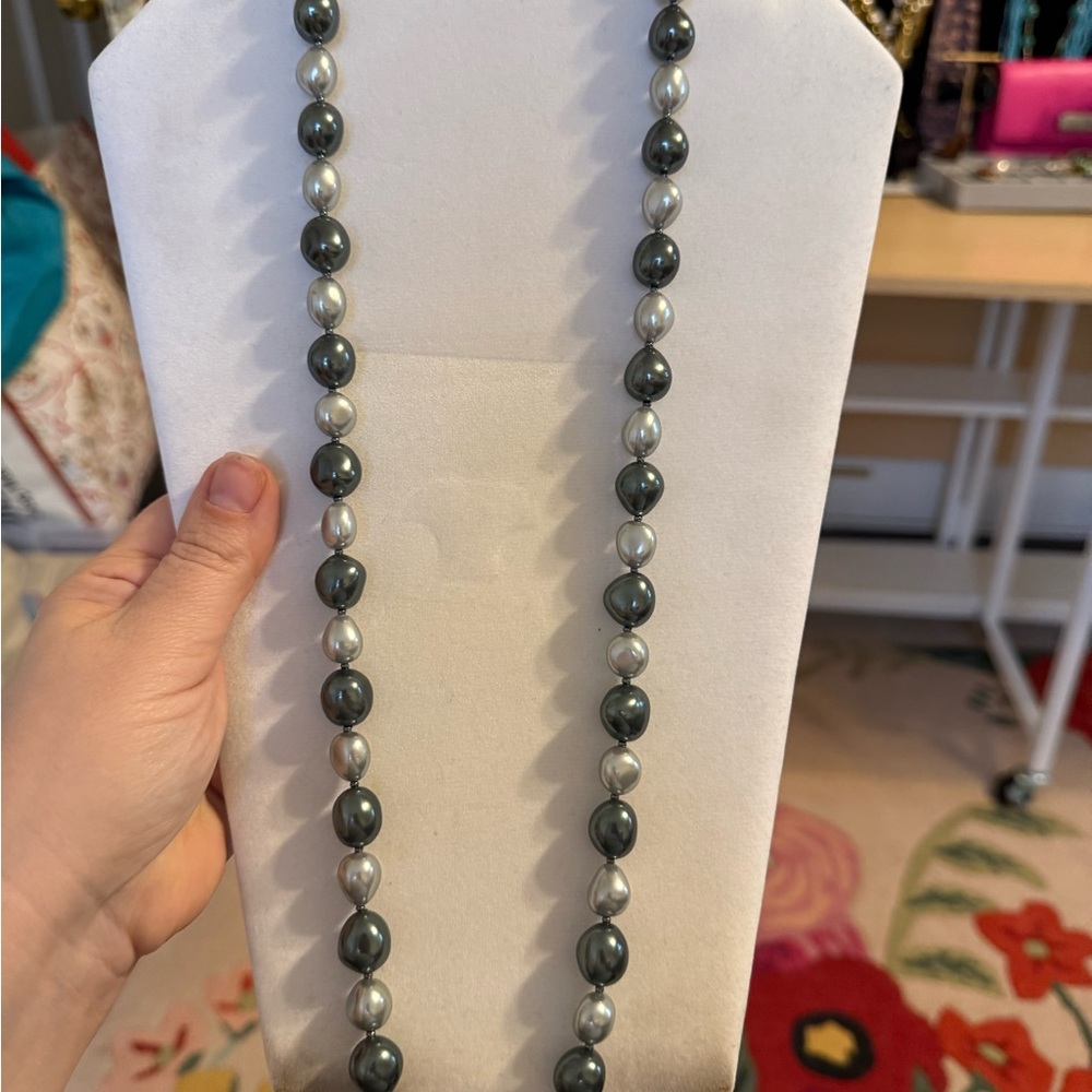 Trifari Silver and Gray Pearl Necklace